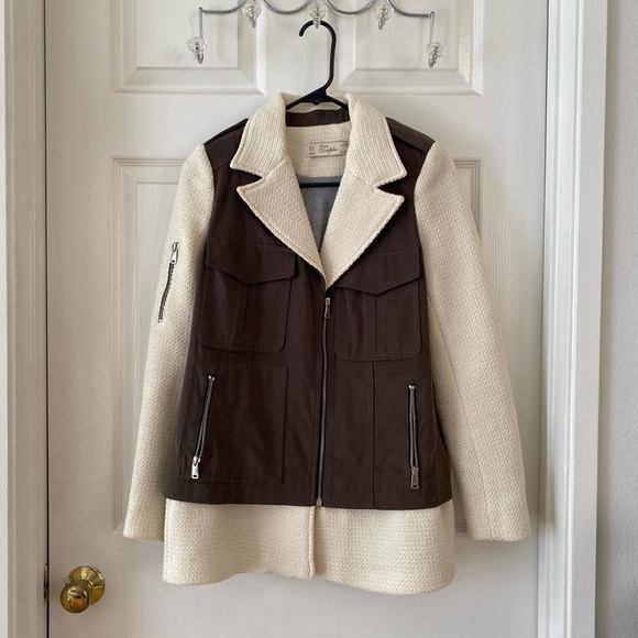 Zara two toned knit coat jacket xs - Picture 2 of 7